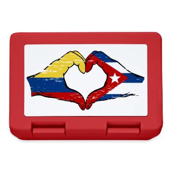 Colombia Cuba Flag Hands Heart Shape Used - Lunchbox - red - Front