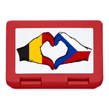 Belgique République tchèque drapeau mains coeur - Boîte à goûter - rouge - Devant