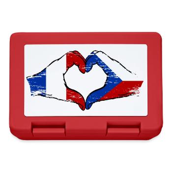 France République Tchèque Drapeau Mains Coeur Forme Utilisé - Boîte à goûter - rouge - Devant