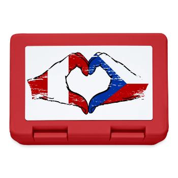 Peru Czech Republic flag hands heart shape used - Lunchbox - red - Front