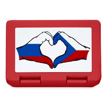 Russie République tchèque drapeau mains coeur forme - Boîte à goûter - rouge - Devant