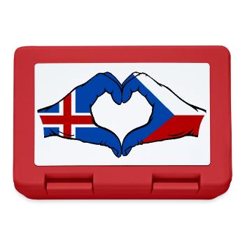 Islande République tchèque Drapeau Mains Coeur Forme - Boîte à goûter - rouge - Devant