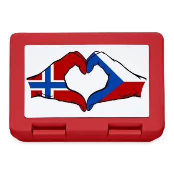 Norvège République tchèque Drapeau Mains Coeur Forme - Boîte à goûter - rouge - Devant