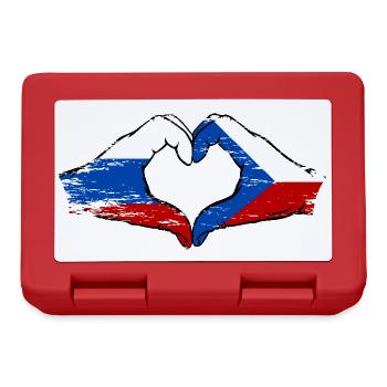 Russie République tchèque drapeau mains forme de coeur utilisé - Boîte à goûter - rouge - Devant