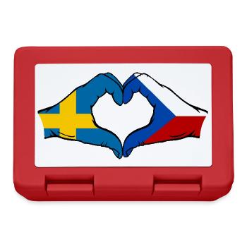 Suède République tchèque Drapeau Mains Coeur Forme - Boîte à goûter - rouge - Devant