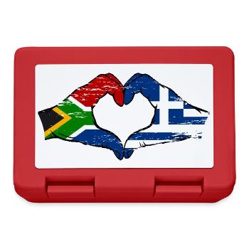 Afrique du Sud Grèce Drapeau Mains Coeur Forme Utilisé - Boîte à goûter - rouge - Devant
