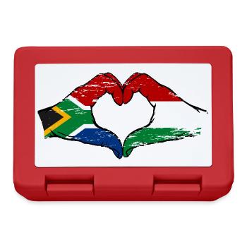 South Africa Hungary Flag Hands Heart Shape Used - Lunchbox - red - Front