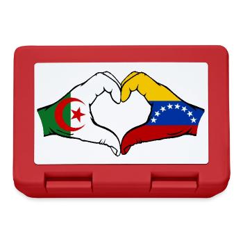 Algeria Venezuela Flag Hands Heart Shape - Lunchbox - red - Front