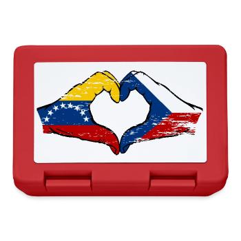 Venezuela Tschechien Flagge Hände Herzform used - Brotdose - Rot - Vorne