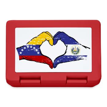 Venezuela El Salvador Flag Hands Heart Shape Used - Lunchbox - red - Front