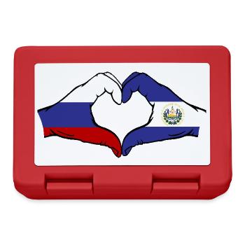 Russia El Salvador Flag Hands Heart Shape - Lunchbox - red - Front