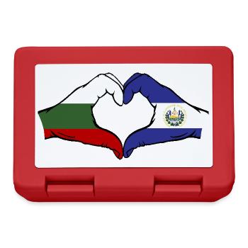 Bulgaria El Salvador Flag Hands Heart Shape - Lunchbox - red - Front