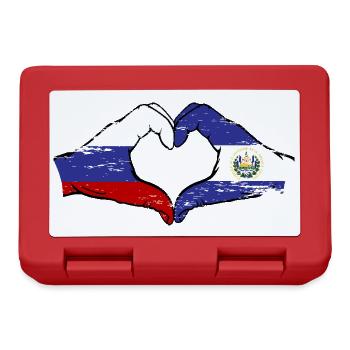 Russia El Salvador Flag Hands Heart Shape Used - Lunchbox - red - Front