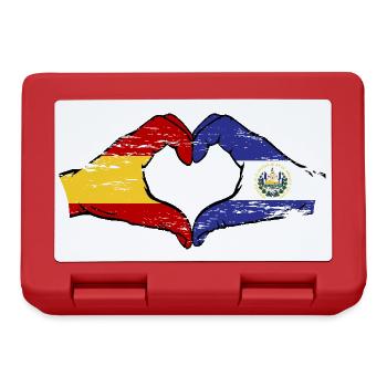 Spain El Salvador Flag Hands Heart Shape Used - Lunchbox - red - Front