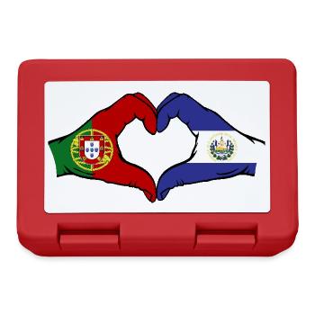 Portugal El Salvador Flag Hands Heart Shape - Lunchbox - red - Front