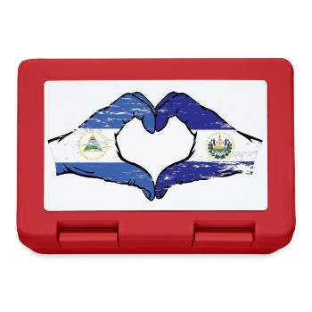 Nicaragua El Salvador Flag Hands Heart Shape Used - Lunchbox - red - Front