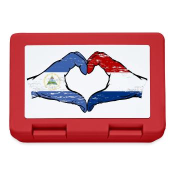 Nicaragua Holland Flagge Hände Herzform used - Brotdose - Rot - Vorne