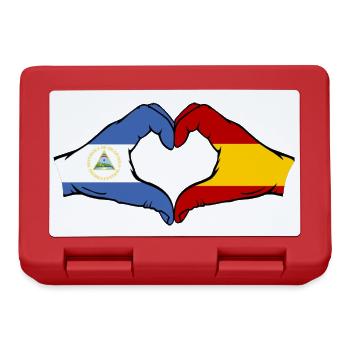 Nicaragua Espagne Drapeau Mains Coeur Forme - Boîte à goûter - rouge - Devant