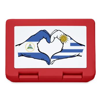 Nicaragua Uruguay Flagge Hände Herzform - Brotdose - Rot - Vorne