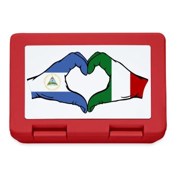 Nicaragua Italie Drapeau Mains Coeur Forme - Boîte à goûter - rouge - Devant