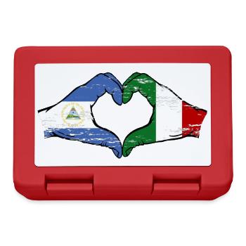 Nicaragua Italy Flag Hands Heart Shape Used - Lunchbox - red - Front