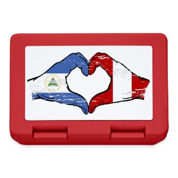 Nicaragua Pérou Drapeau Mains Coeur Forme Utilisé - Boîte à goûter - rouge - Devant