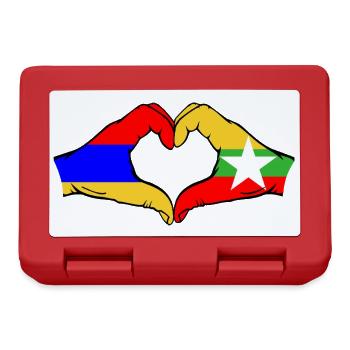 Armenia Myanmar Flag Hands Heart Shape - Lunchbox - red - Front