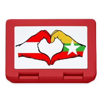 Austria Myanmar Flag Hands Heart Shape - Lunchbox - red - Front