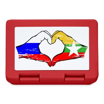 Russia Myanmar flag hands heart shape used - Lunchbox - red - Front