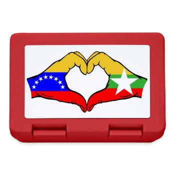 Venezuela Myanmar Flag Hands Heart Shape - Lunchbox - red - Front