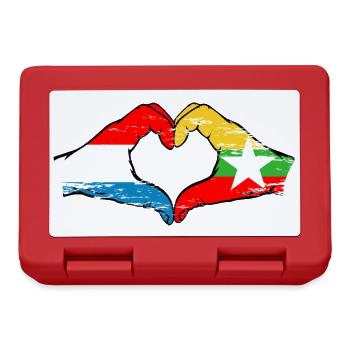 Luxembourg Myanmar flag hands heart shape used - Lunchbox - red - Front
