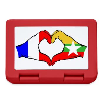 France Myanmar Flag Hands Heart Shape - Lunchbox - red - Front