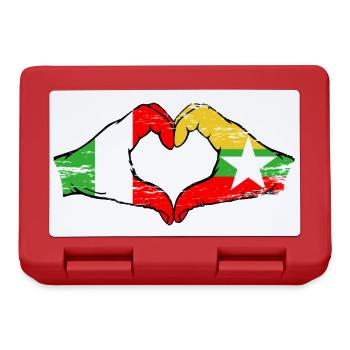 Italy Myanmar flag hands heart shape used - Lunchbox - red - Front