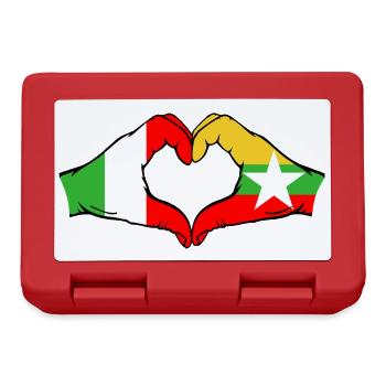 Italy Myanmar Flag Hands Heart Shape - Lunchbox - red - Front