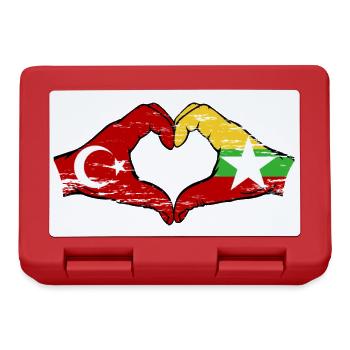 Turkey Myanmar flag hands heart shape used - Lunchbox - red - Front