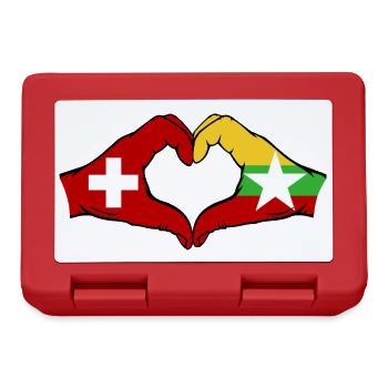 Switzerland Myanmar Flag Hands Heart Shape - Lunchbox - red - Front