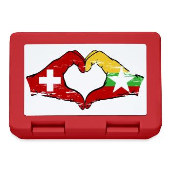 Switzerland Myanmar flag hands heart shape used - Lunchbox - red - Front