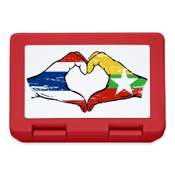 Thailand Myanmar flag hands heart shape used - Lunchbox - red - Front