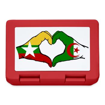 Myanmar Algérie Drapeau Mains Coeur Forme - Boîte à goûter - rouge - Devant