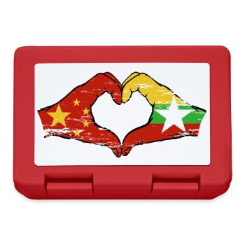 China Myanmar flag hands heart shape used - Lunchbox - red - Front