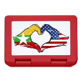 Myanmar États-Unis drapeau mains forme de coeur utilisé - Boîte à goûter - rouge - Devant