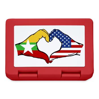 Myanmar USA Flag Hands Heart Shape - Lunchbox - red - Front