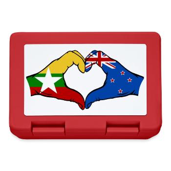 Myanmar Nouvelle-Zélande Drapeau Mains Coeur Forme - Boîte à goûter - rouge - Devant