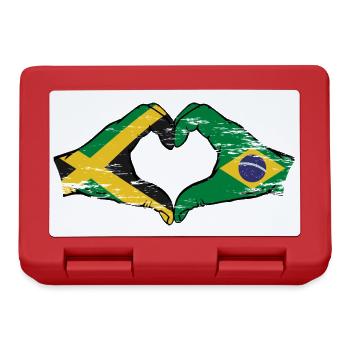 Jamaica Brazil Hands Heart Shape Used - Lunchbox - red - Front