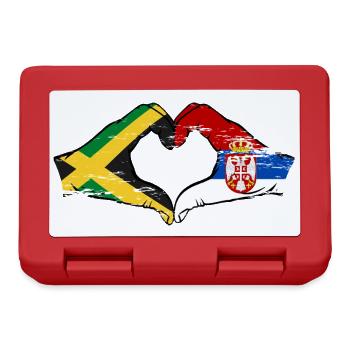 Jamaïque Serbie Mains Forme de Coeur Utilisé - Boîte à goûter - rouge - Devant