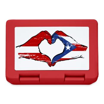Latvia Puerto Rico Hands Heart Shape Used - Lunchbox - red - Front