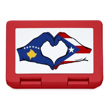 Kosovo Puerto Rico Hands Heart Shape - Lunchbox - red - Front
