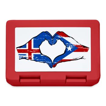 Iceland Puerto Rico Hands Heart Shape Used - Lunchbox - red - Front