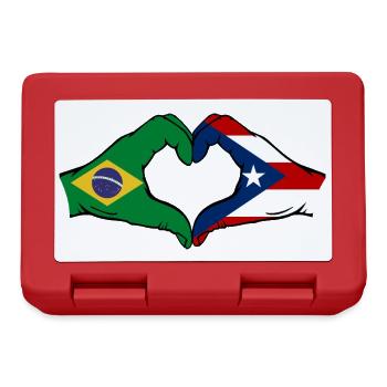 Brésil Porto Rico Drapeau Mains Coeur Forme - Boîte à goûter - rouge - Devant