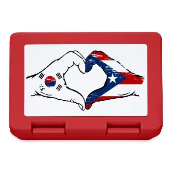 South Korea Puerto Rico Flag Hands Heart Shape Used - Lunchbox - red - Front